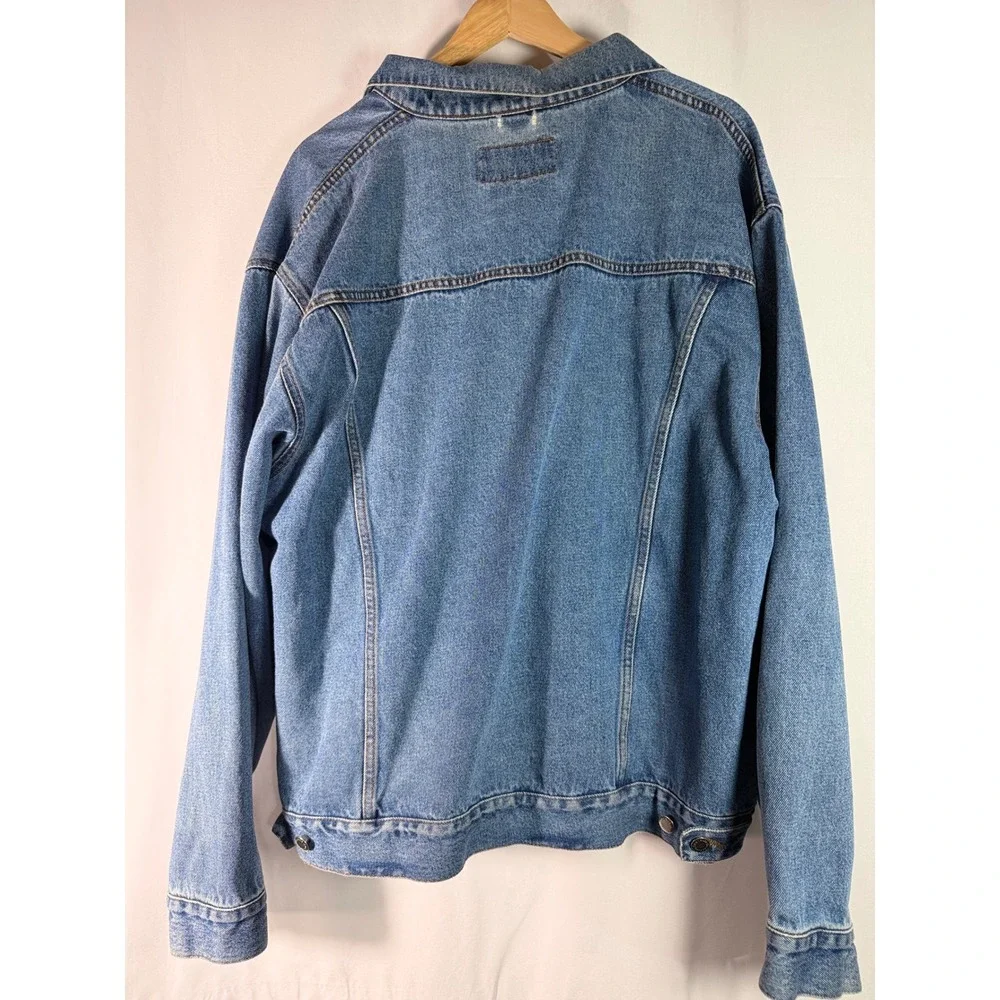 Wrangler Hero‎ Mens Blue Denim Trucker Jacket Medium Wash Cotton XL 21154